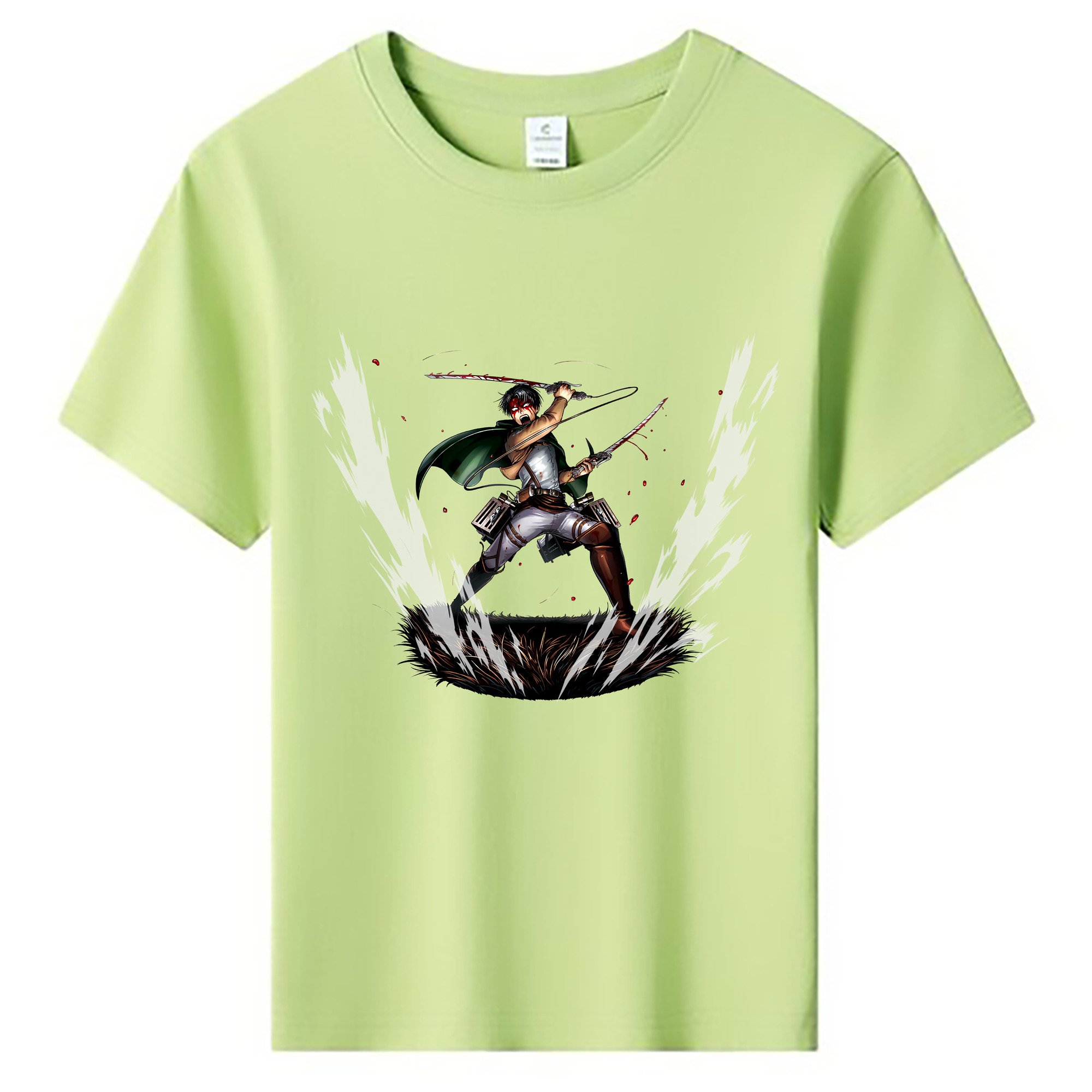 （画像用） 進撃の巨人 リヴァイ·アッカーマン Attack on Titan Levi Ackerman 綿100％キッズTシャツ（フロントプリント）